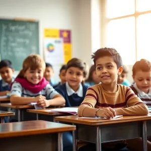 Students participating in a classroom environment focused on learning.