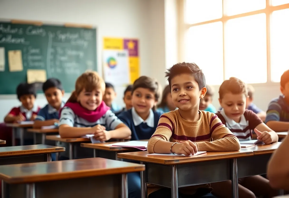 Students participating in a classroom environment focused on learning.