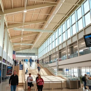 Travelers enjoying the amenities at T.F. Green International Airport.