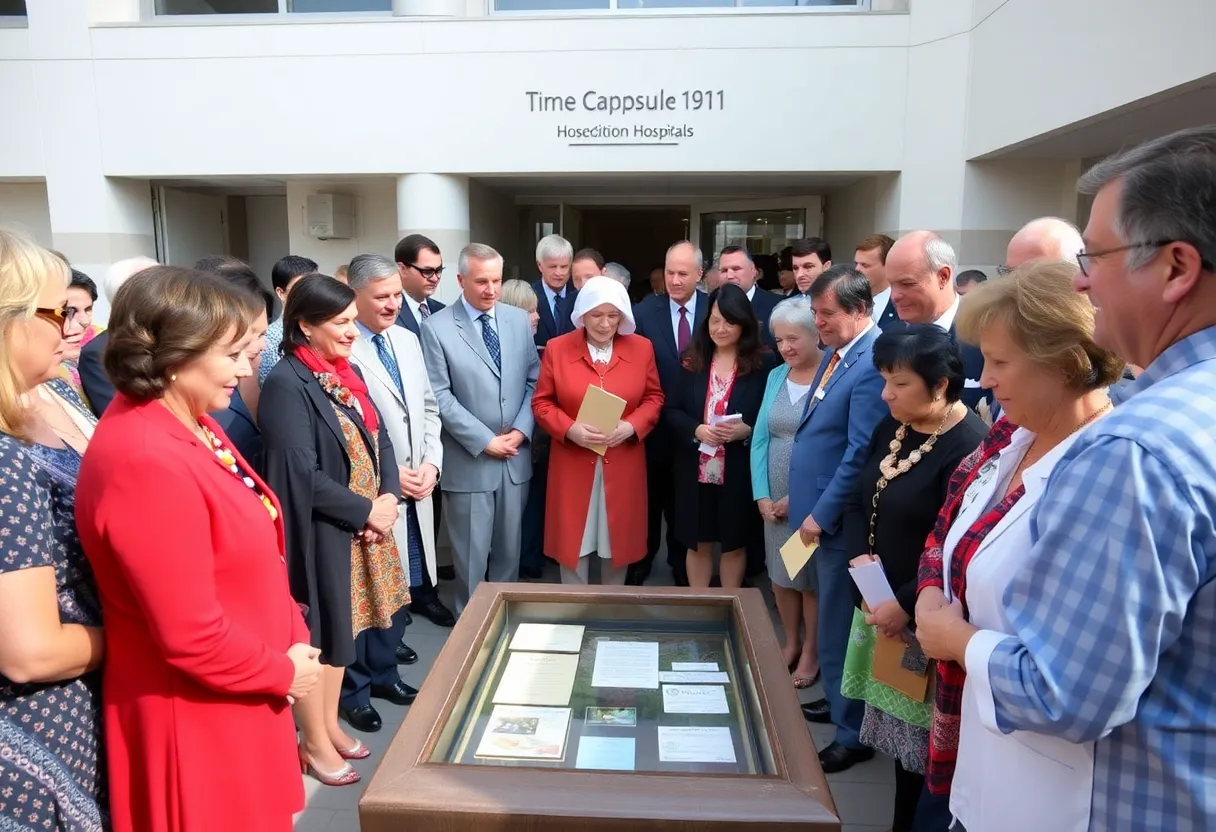 Ceremony unveiling time capsule at The Miriam Hospital