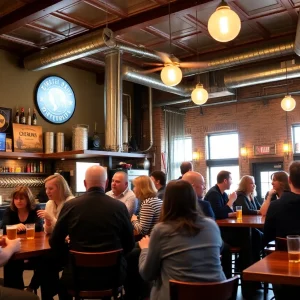 Patrons enjoying drinks at Trinity Brewhouse in Providence