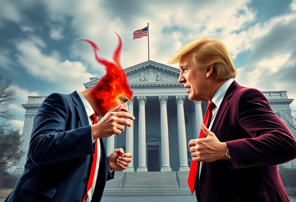 Illustration of a political feud between prominent figures