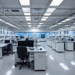 Exterior view of a biotechnology facility representing Vertex Pharmaceuticals in Rhode Island.