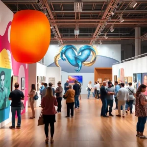 Art exhibition at WaterFire Providence featuring contemporary artworks
