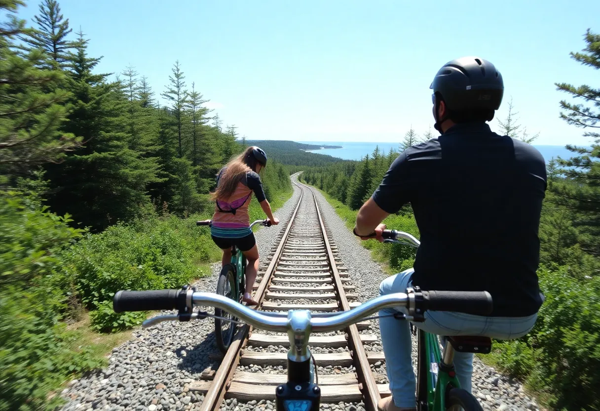 Pedal-powered railbike tour in Rhode Island