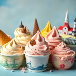 Assorted ice cream flavors inspired by Rhode Island culture