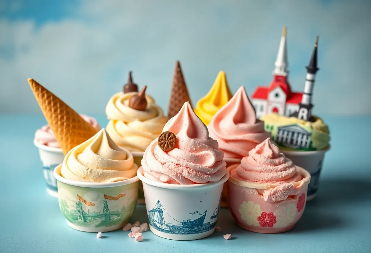 Assorted ice cream flavors inspired by Rhode Island culture