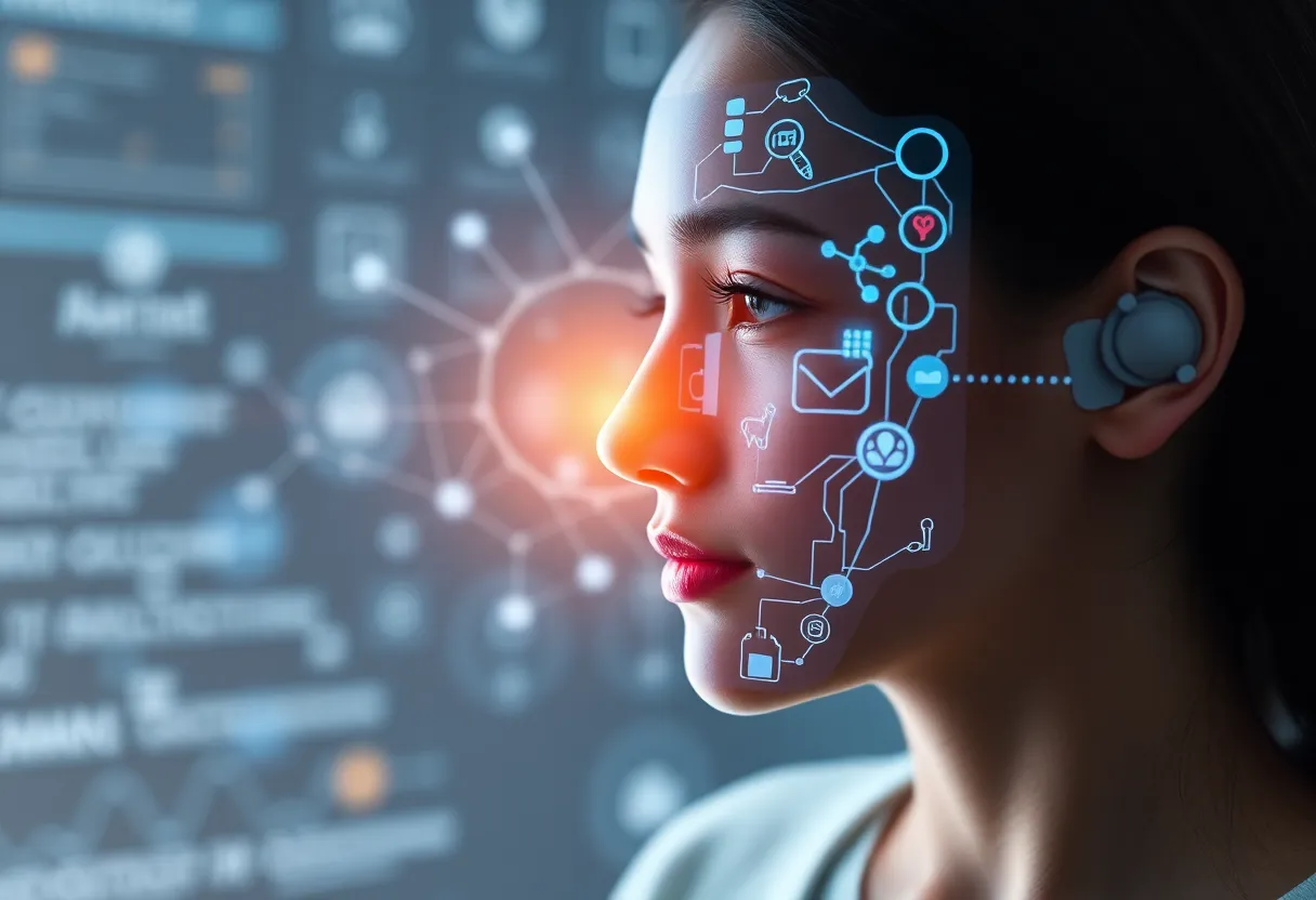 A digital representation of AI technology assisting in mental health care