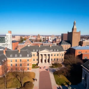 Aerial view of Brown University campus