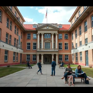Brown University campus depicting financial challenges