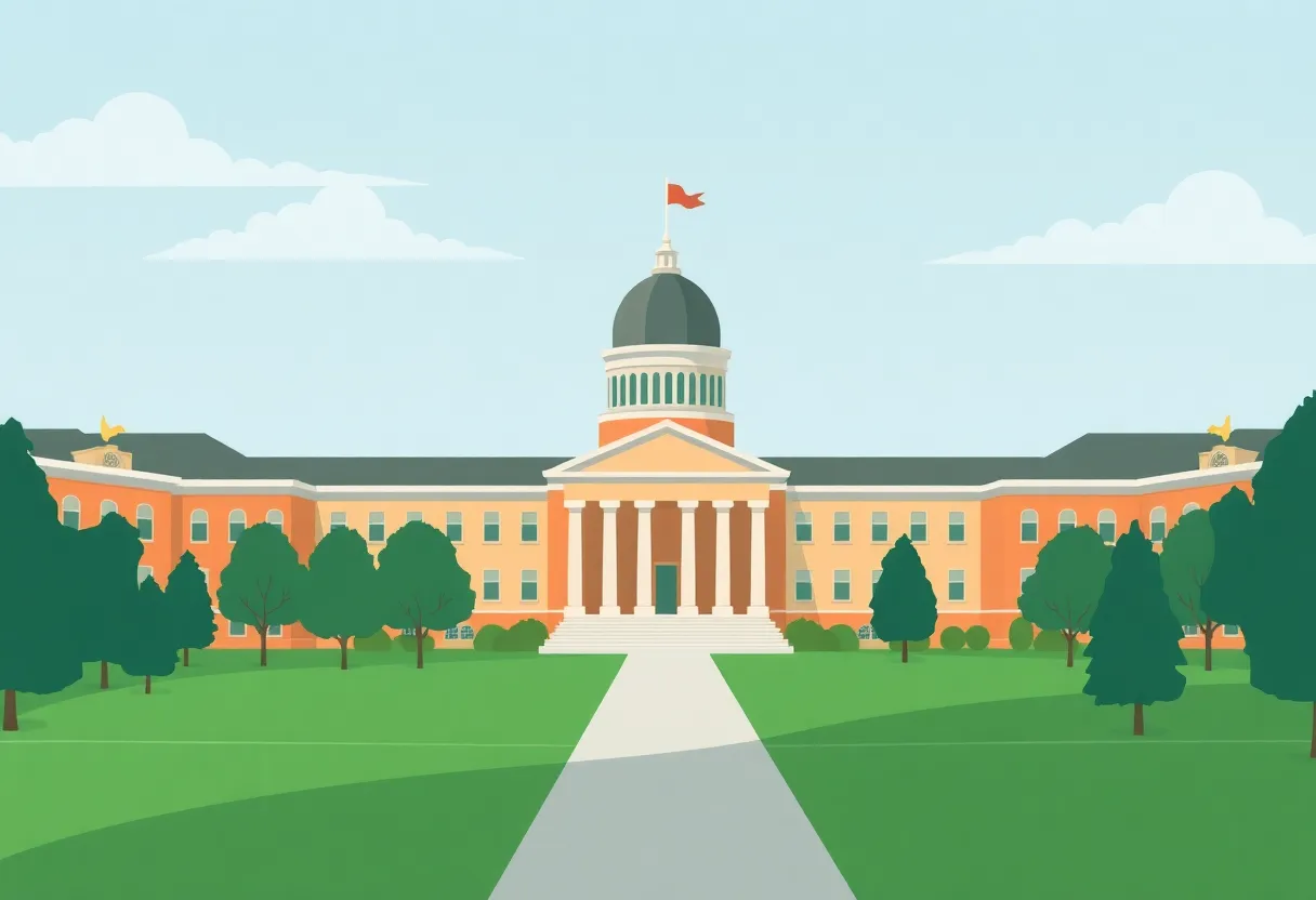 Illustration of Brown University and government buildings representing a legal inquiry.