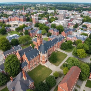 Aerial view of Brown University's properties up for sale