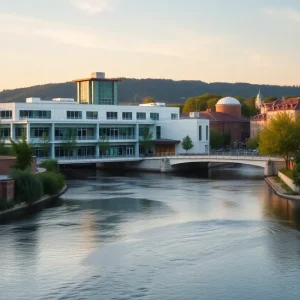 River view of Butler Hospital in Pawtucket, showcasing the setting for the Transitional Outpatient Program.