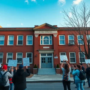 The empty Carl G. Lauro School building in Providence