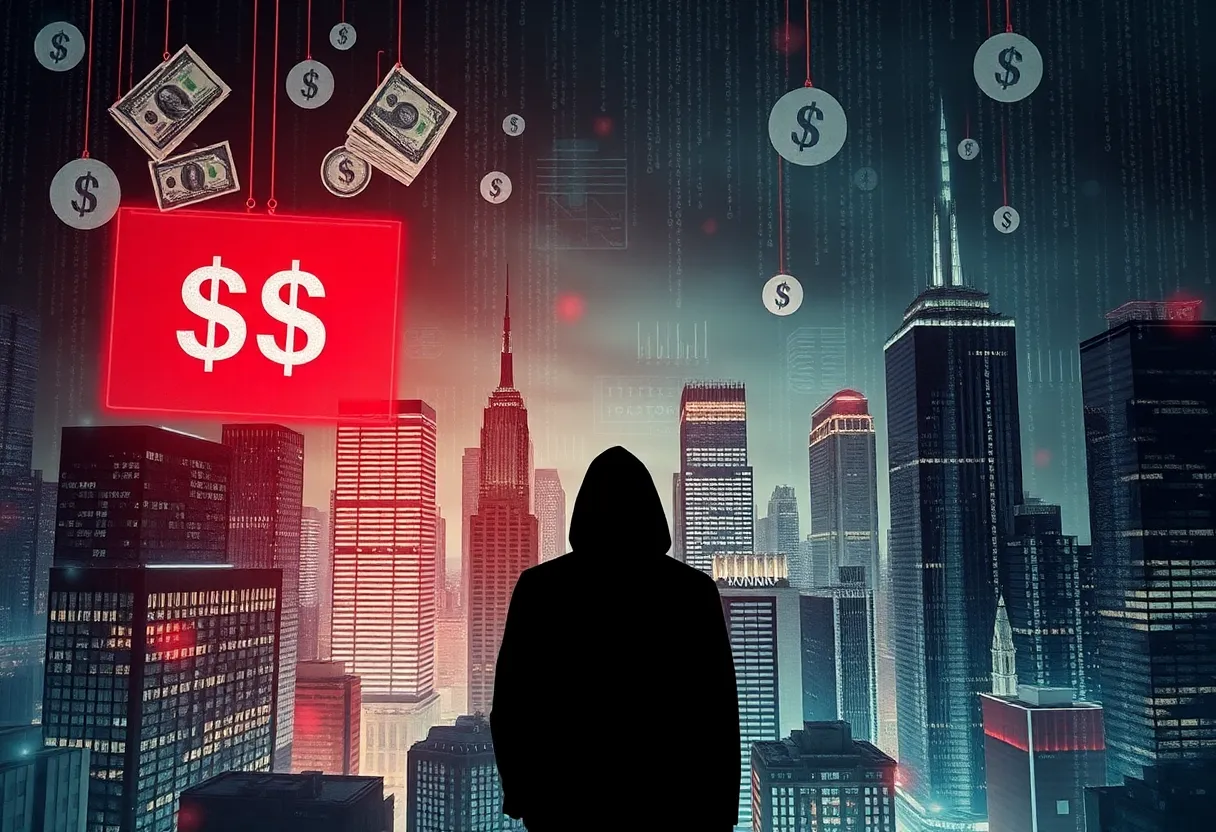 Symbolic representation of financial fraud and money laundering.