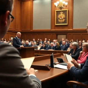 Courtroom scene related to theft case