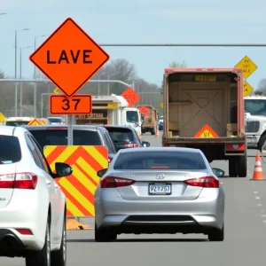 Traffic lane shift and construction on Route 37 in Cranston