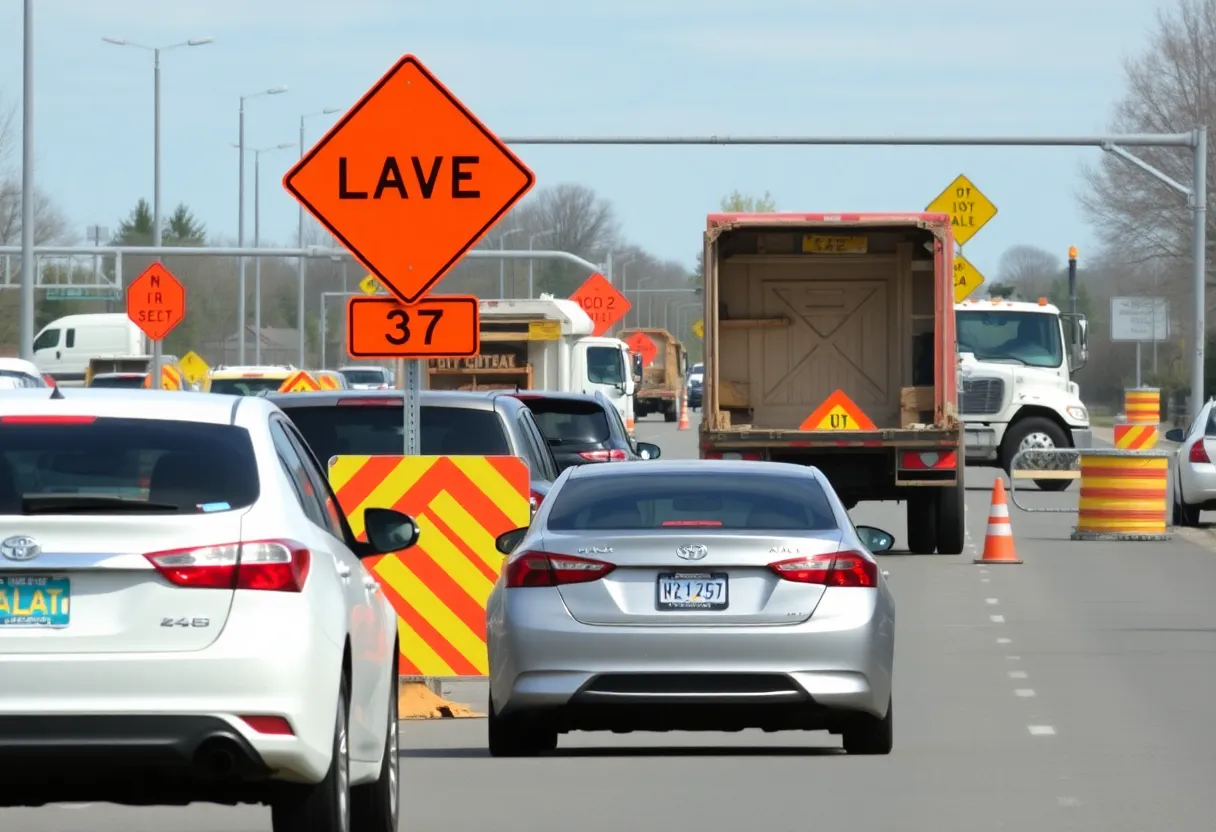 Traffic lane shift and construction on Route 37 in Cranston