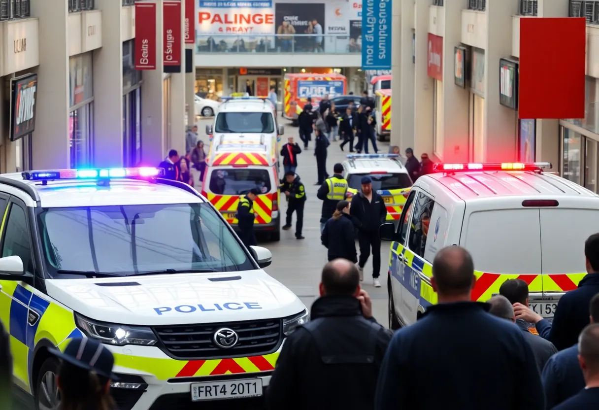 Police responding to a shooting incident at a shopping center