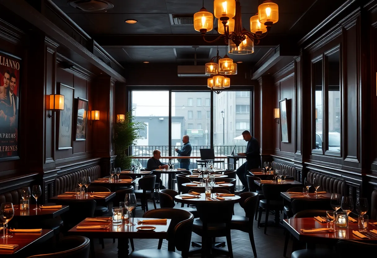 Interior of Frank Mundo's Café Bistro with cozy seating and soft lighting