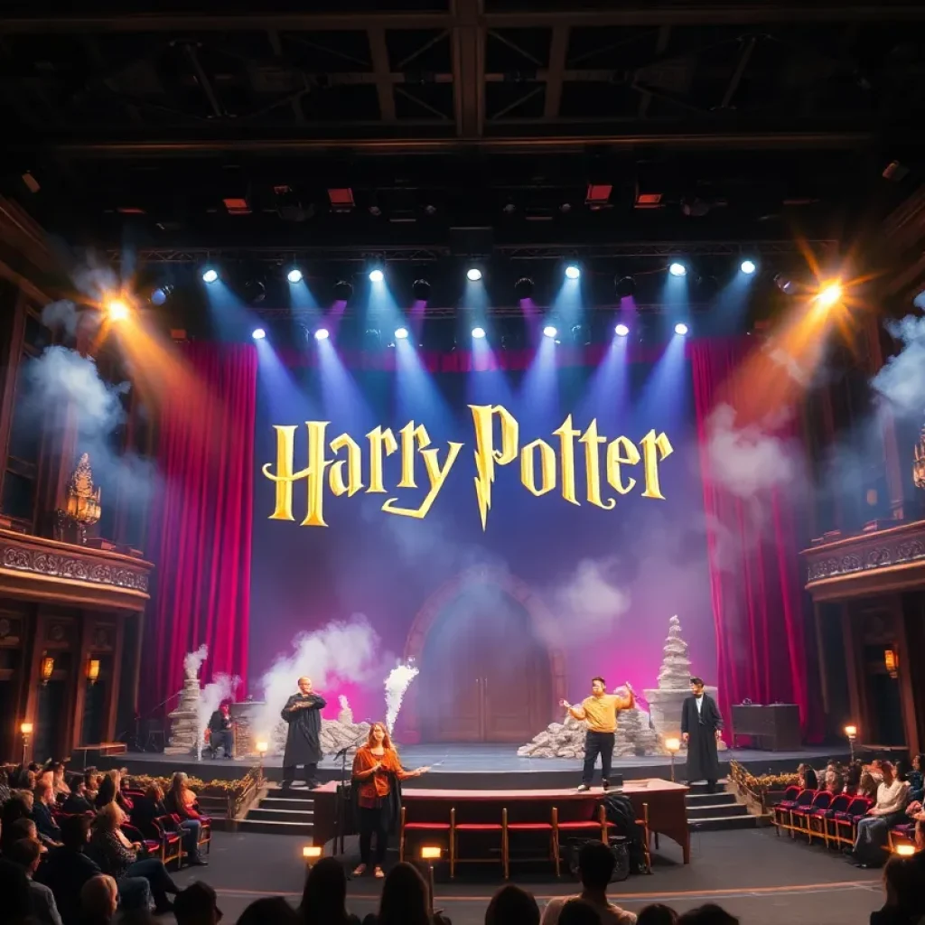 The stage of Harry Potter and the Cursed Child at Providence Performing Arts Center