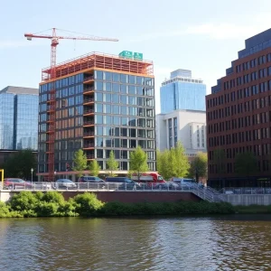 Construction site of Hasbro headquarters in Providence.
