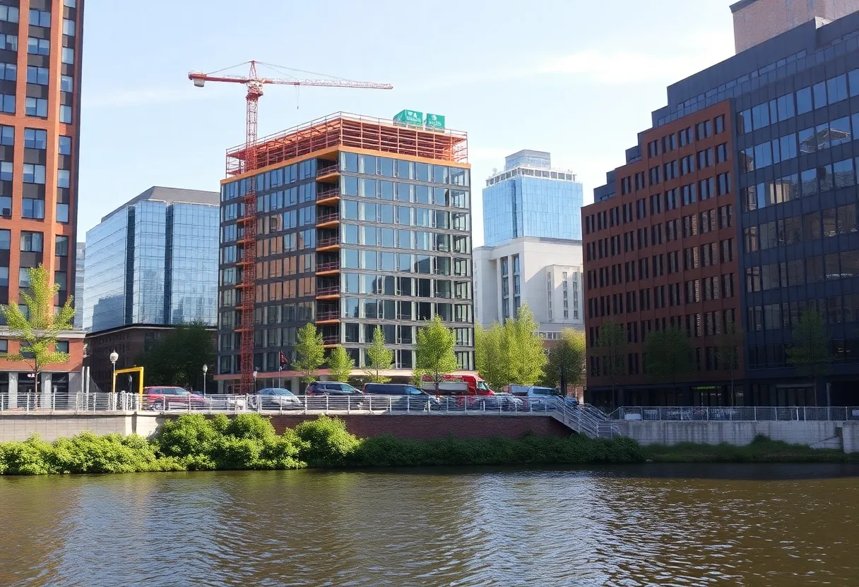 Construction site of Hasbro headquarters in Providence.