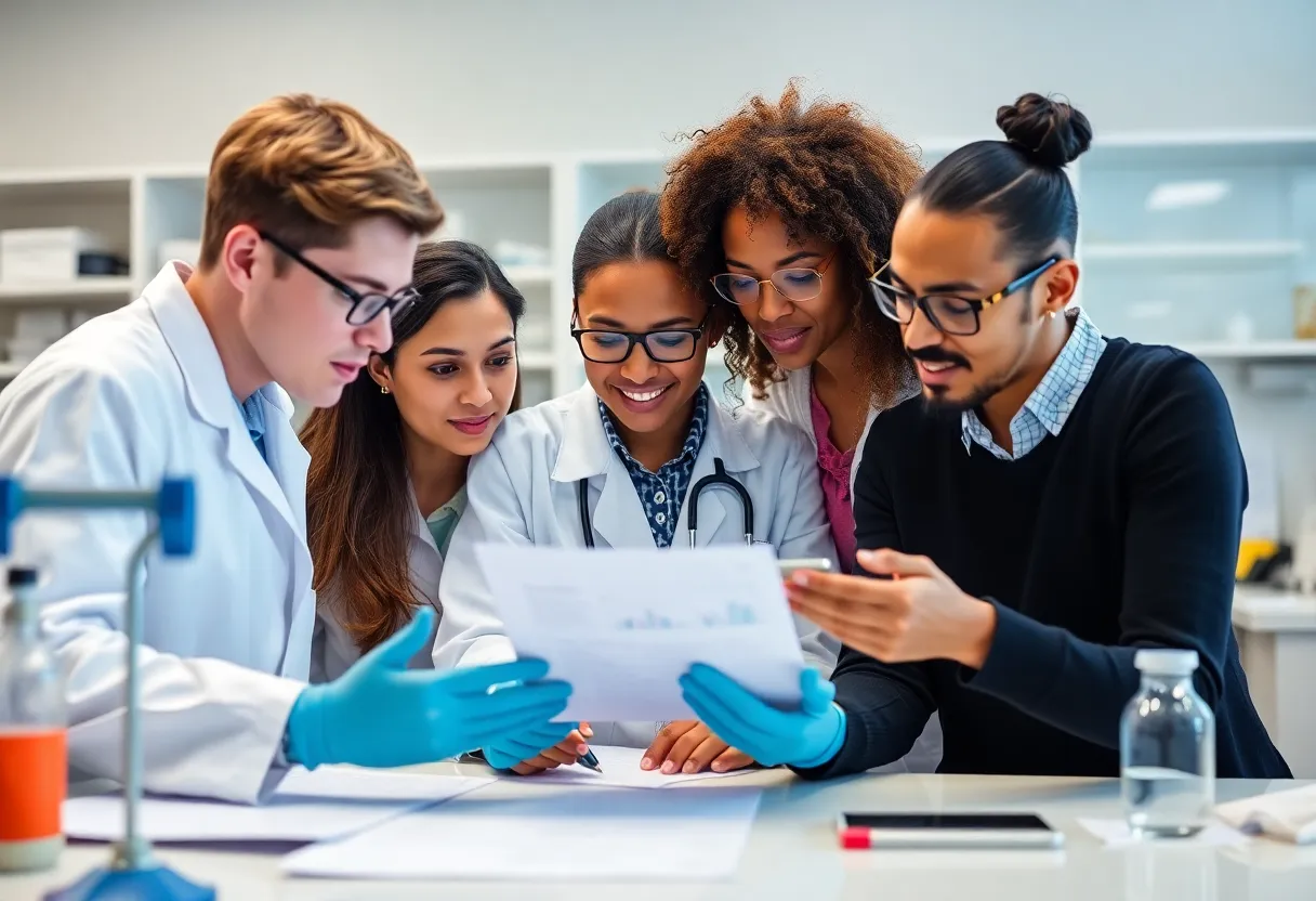 Group of researchers working together on health study