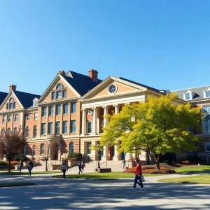 Campus of Ivy League universities with students