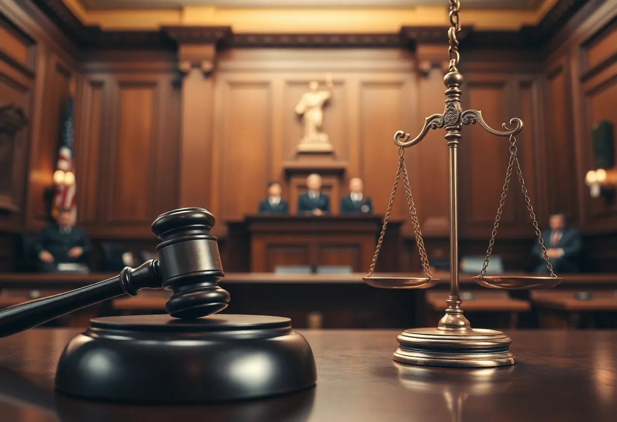 Courtroom representing the justice system