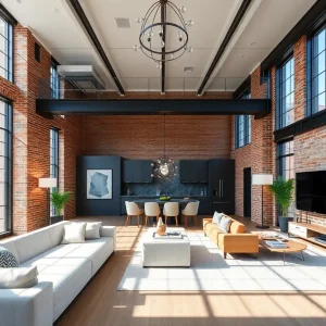 Interior of a luxurious loft unit in downtown Providence