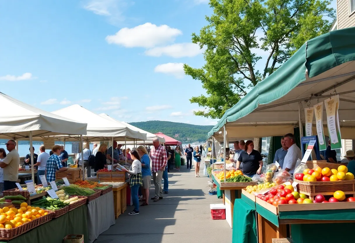 Outdoor market showcasing local food and artisanal products in Rhode Island
