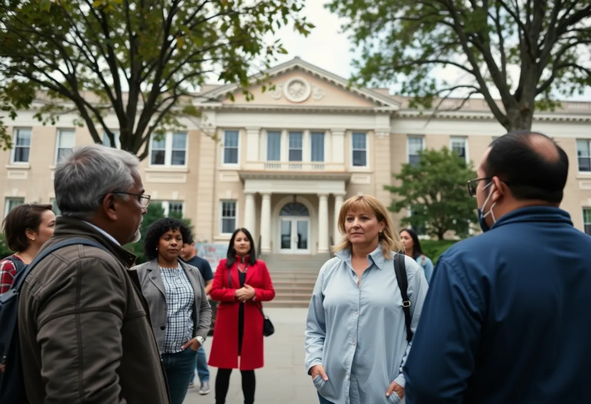 Government building in North Providence with concerned citizens