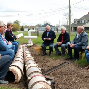 Residents discussing sewage problems in North Providence