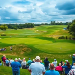Golfers teeing off at the Open Championship in Northern Ireland