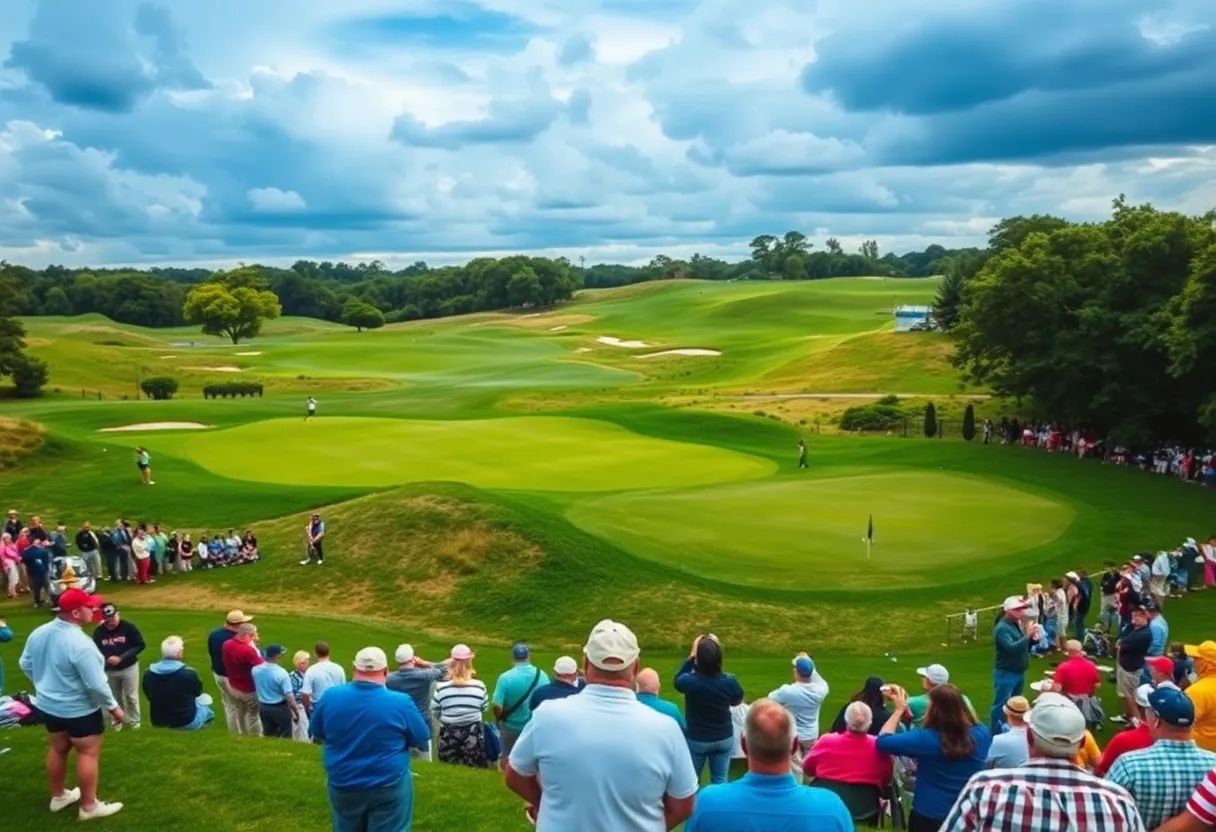 Golfers teeing off at the Open Championship in Northern Ireland