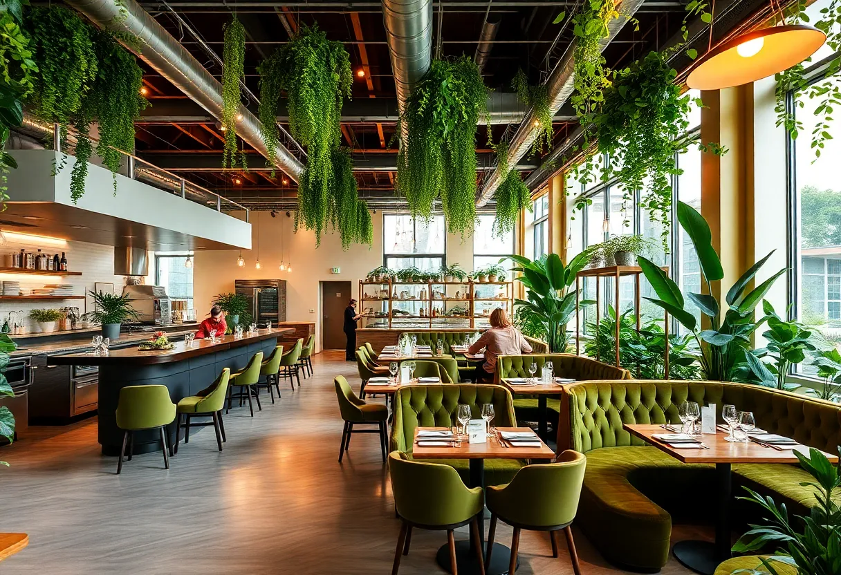 Interior view of the renovated Plant City vegan food hall