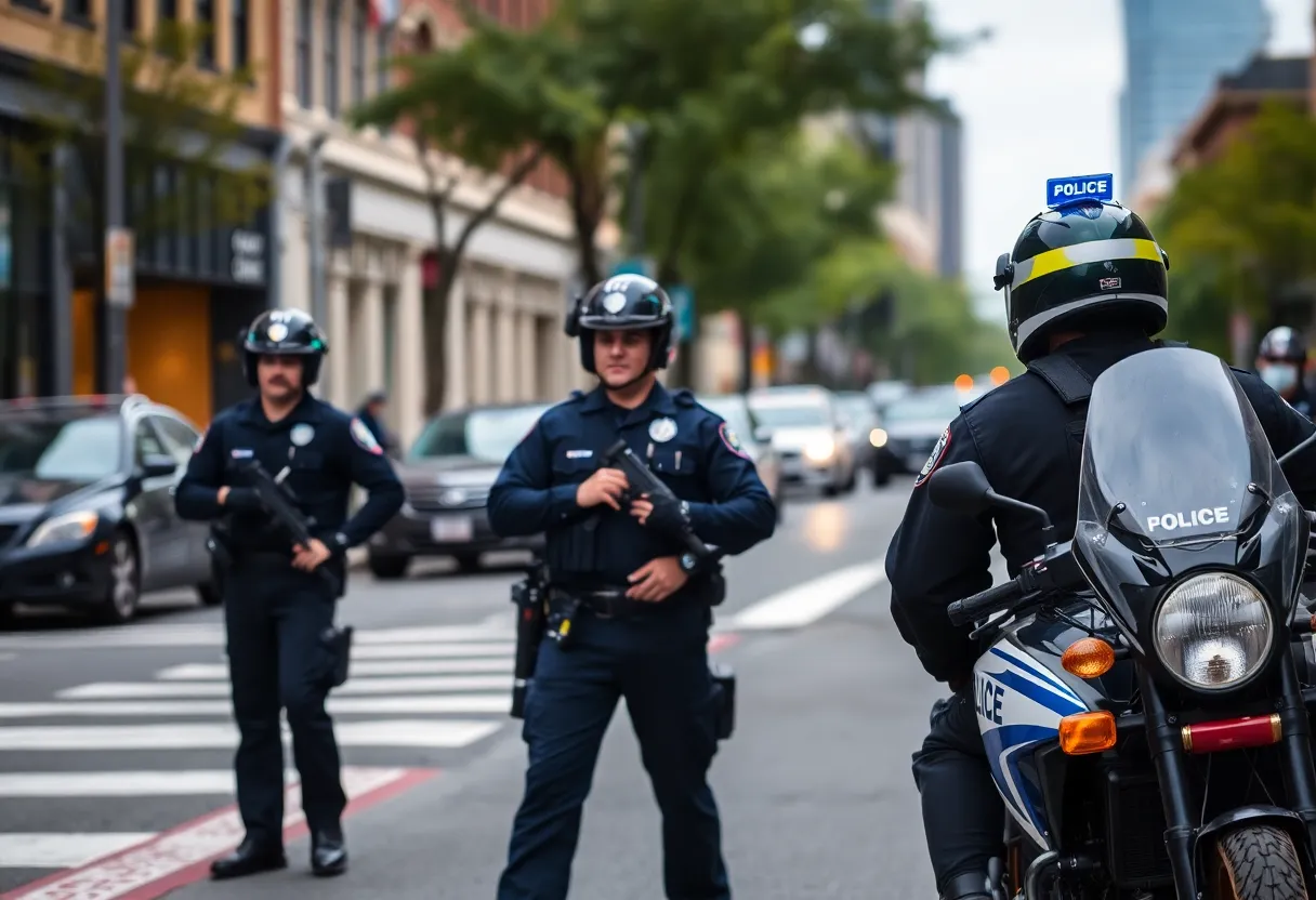 Police bike parked on the street in Providence
