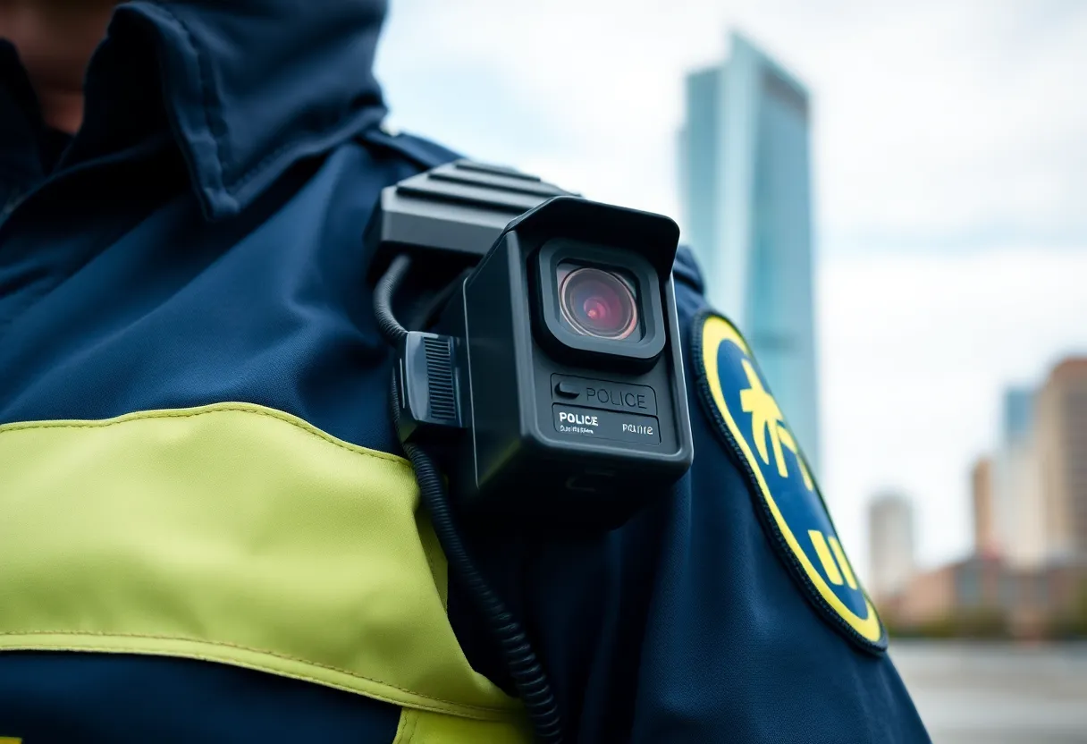 Police body camera on a uniform