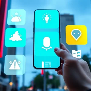 Modern emergency alert system concept featuring smartphones and notifications