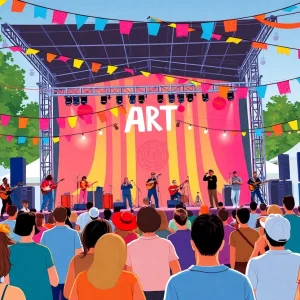 Festival performers and audience in Providence