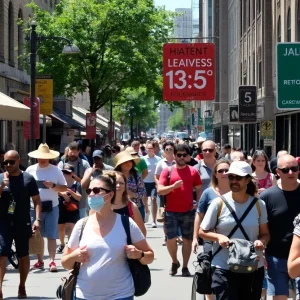 Crowd in Providence during a heat advisory