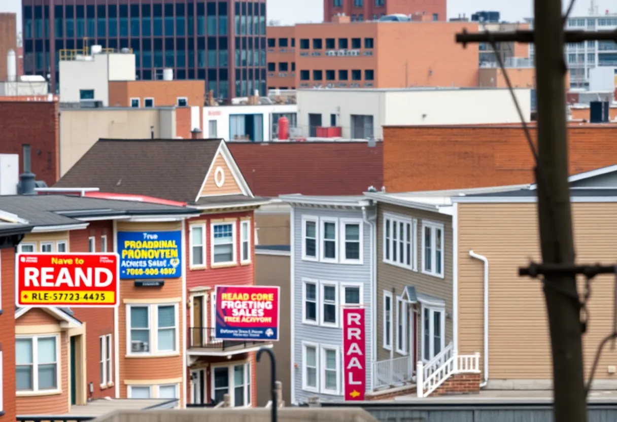 Residential buildings in Providence highlighting rental signs