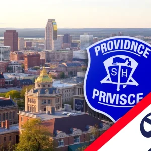 Providence cityscape with immigration symbols