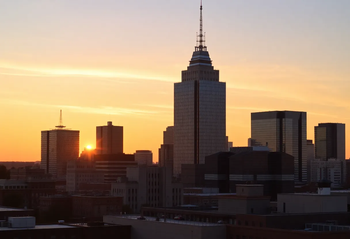 Skyline of Providence with the Superman Building as a focal point