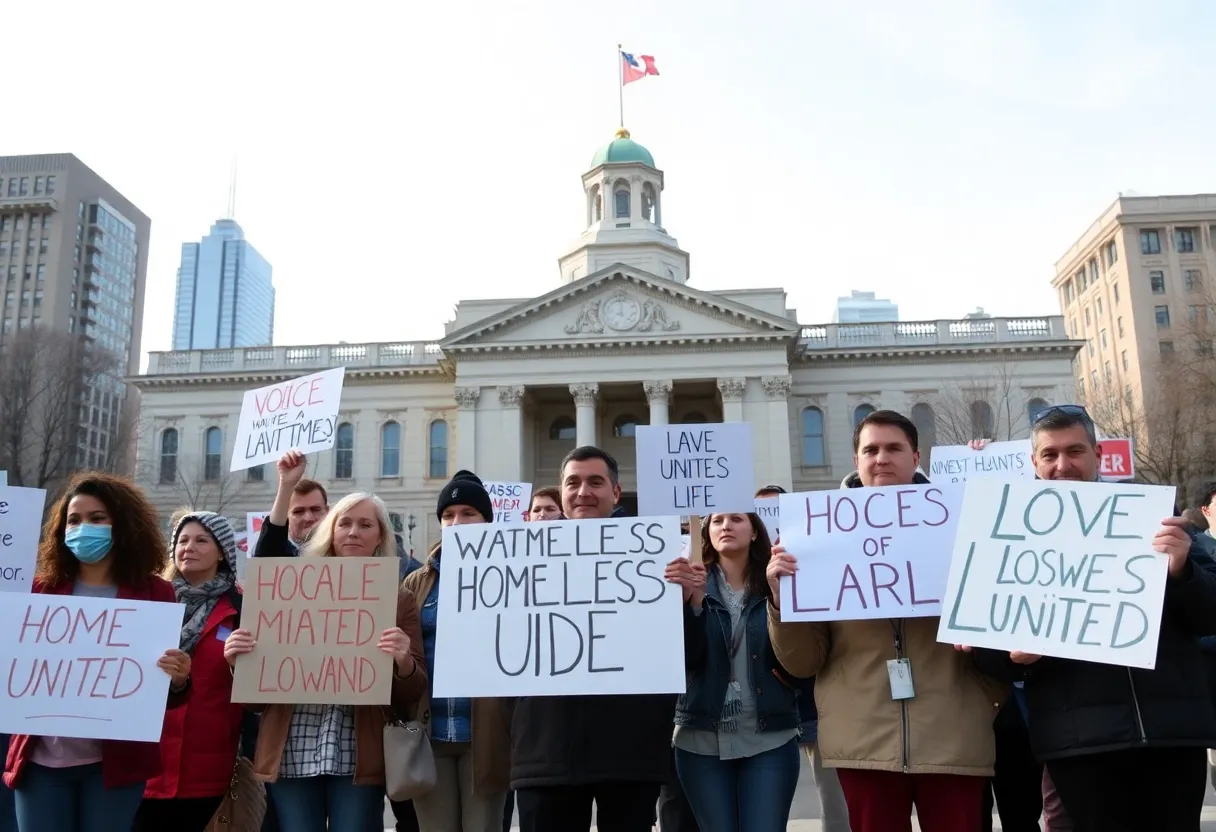 Activists protesting for homelessness rights in Rhode Island