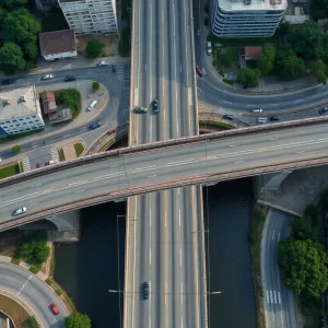 Closed Washington Bridge in Rhode Island with surrounding economic effects.