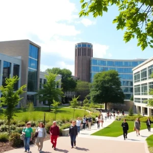 Students enjoying outdoor activities on a Rhode Island college campus