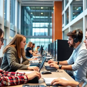 Students participating in cybersecurity training at Rhode Island College