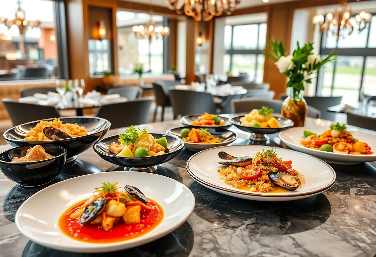 Artfully presented dishes showcasing local Rhode Island seafood and ingredients